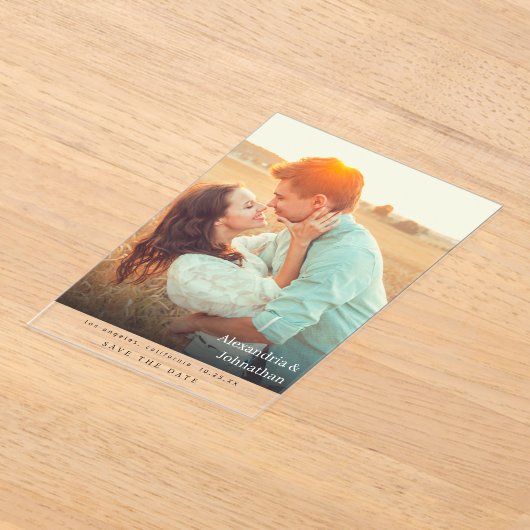 Chic Stylish Mod Photo Save the Date Acryl Uitnodigingen (Laagn)