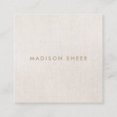 Chic Stylish Modern Beige Linen Vierkante Visitekaartje (Voorkant)