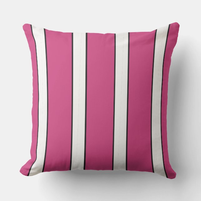 CHIC & STYLISH_MODERN HOT PINK & WHTIE STRIPES BUITENKUSSEN (Voorkant)