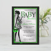 Chic Stylish Modern Ma Green Zebra Baby shower Kaart (Staand voorkant)