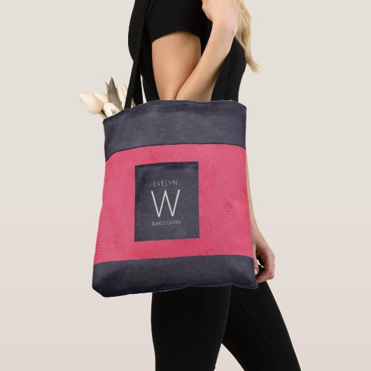 Chic Stylish Modern Monogram Bunco Queen Tote Bag (Dichtbij)