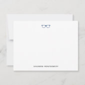 Chic Stylish Navy Blue Eyeglasses Note Card Notitiekaartje (Voorkant)