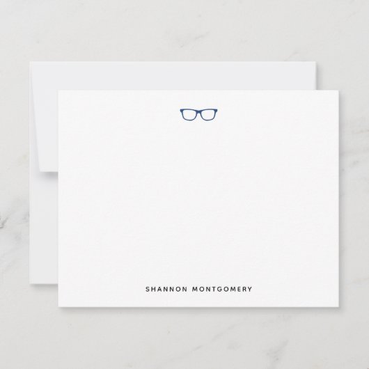 Chic Stylish Navy Blue Eyeglasses Note Card Notitiekaartje (Voorkant)