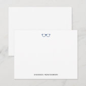 Chic Stylish Navy Blue Eyeglasses Note Card Notitiekaartje (Voorkant / Achterkant)