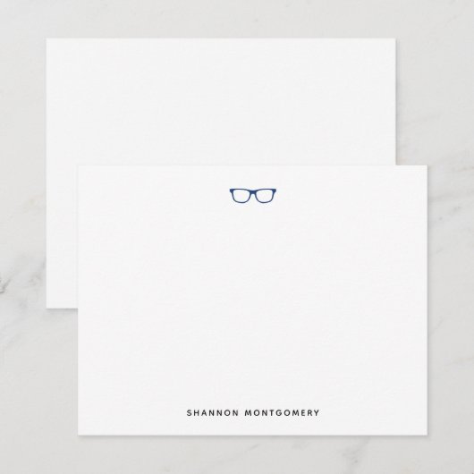 Chic Stylish Navy Blue Eyeglasses Note Card Notitiekaartje (Voorkant / Achterkant)