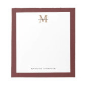 Chic Stylish Script Tweed Red Gold Monogram Notitieblok (Voorkant)