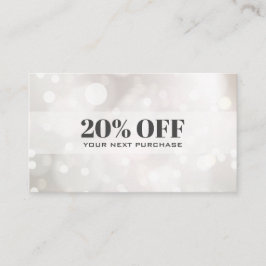 Chic Subtle Glitter White Bokeh Coupon Kaart Visitekaartje