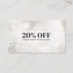 Chic Subtle Glitter White Bokeh Coupon Kaart Visitekaartje