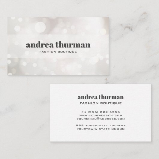 Chic Subtle Glitter White Bokeh-gebeurtenisplanner Visitekaartje (Voorkant / Achterkant)
