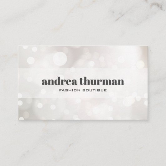 Chic Subtle Glitter White Bokeh-gebeurtenisplanner Visitekaartje (Voorkant)