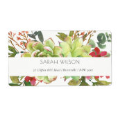 Chic Succulent Desert Cactus Red Floral Address Etiket (Voorkant)