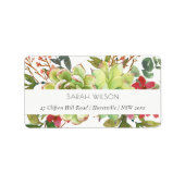 Chic Succulent Desert Cactus Red Floral Address Etiket (Voorkant)