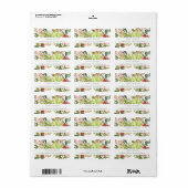 Chic Succulent Desert Cactus Red Floral Address Etiket (Full Sheet)