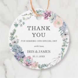 Chic Succulenten Bloemige Groene Huwelijks Dankjew Bedankjes Labels