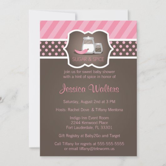 Chic Sugar and Spice Baby Shower Invitations 2 Kaart (Voorkant)