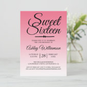 Chic Summer Pink Ombre Sweet 16 16th Birthday Kaart (Staand voorkant)