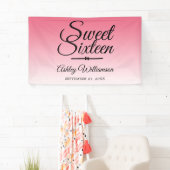 Chic Summer Pink Ombre Sweet 16 16th Birthday Spandoek (Insitu)