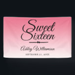 Chic Summer Pink Ombre Sweet 16 16th Birthday Spandoek<br><div class="desc">Een chique zomer roze ombre design Sweet 16 verjaardagsfeestbanner. De heldere limonade roze vervaagt op een witte achtergrond. De tekst "Sweet Sixteen" in het zwart is geschreven in modern schrift. Elegante 16e verjaardagsfeestbanner voor een glamoureuze Sweet Sixteen, perfect voor haar, de fashionista die houdt van modern patroon, luxe en glamour...</div>