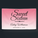 Chic Summer Pink Ombre Sweet 16 16th Birthday Spandoek<br><div class="desc">Een chique zomer roze ombre design Sweet 16 verjaardagsfeestbanner. De heldere limonade roze vervaagt op een witte achtergrond. De tekst "Sweet Sixteen" in het zwart is geschreven in modern schrift. Elegante 16e verjaardagsfeestbanner voor een glamoureuze Sweet Sixteen, perfect voor haar, de fashionista die houdt van modern patroon, luxe en glamour...</div>