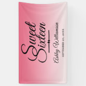 Chic Summer Pink Ombre Sweet 16 16th Birthday Spandoek (Verticaal)