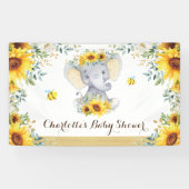 Chic Summer Sunflower Elephant & bijen Baby shower Spandoek (Horizontaal)