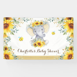 Chic Summer Sunflower Elephant & bijen Baby shower Spandoek
