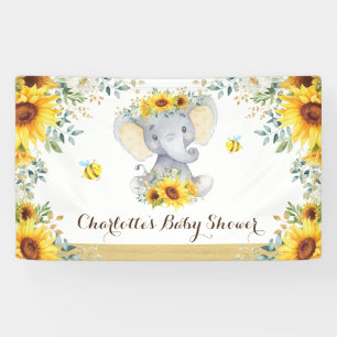 Chic Summer Sunflower Elephant & bijen Baby shower Spandoek