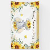 Chic Summer Sunflower Elephant & bijen Baby shower Spandoek (Verticaal)