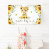 Chic Summer Sunflower Lion Cub & bijen Baby shower Spandoek (Insitu)