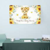 Chic Summer Sunflower Lion Cub & bijen Baby shower Spandoek (Beurs)