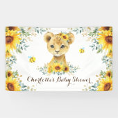 Chic Summer Sunflower Lion Cub & bijen Baby shower Spandoek (Horizontaal)