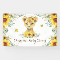 Chic Summer Sunflower Lion Cub & bijen Baby shower