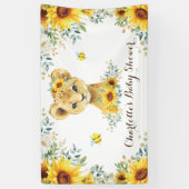 Chic Summer Sunflower Lion Cub & bijen Baby shower Spandoek (Verticaal)