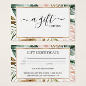 Chic Summer Tropical Leaves Cadeft Certificate Kaa Visitekaartje (Voorkant /achterkant)