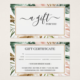 Chic Summer Tropical Leaves Cadeft Certificate Kaa Visitekaartje