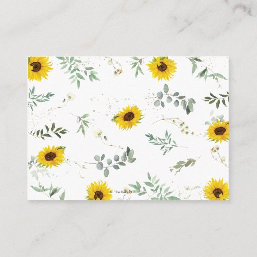 Chic Sunflower Baby Elephant brengt in plaats daar Informatiekaartje (Achterkant)