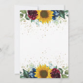 Chic Sunflower Burgundy Navy Blue Floral Bedankkaart (Achterkant)