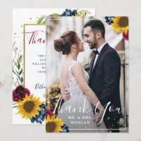 Chic Sunflower Burgundy Navy Blue Floral Foto