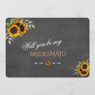 Chic Sunflower chalk wil je mijn Bridesmaid zijn Kaart