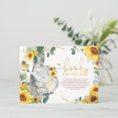 Chic Sunflower Elephant Breng een Baby shower uit Informatiekaartje (Staand voorkant)