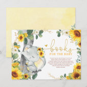 Chic Sunflower Elephant Breng een Baby shower uit Informatiekaartje (Voorkant / Achterkant)