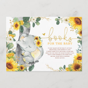 Chic Sunflower Elephant Breng een Baby shower uit  Informatiekaartje