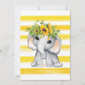 Chic Sunflower Elephant Girl Baby shower Kaart (Achterkant)