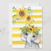 Chic Sunflower Elephant Girl Baby shower Kaart (Achterkant)