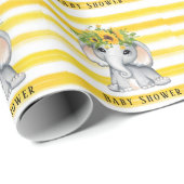 Chic Sunflower Elephant Stripes Baby shower Cadeaupapier (Rol Hoek)