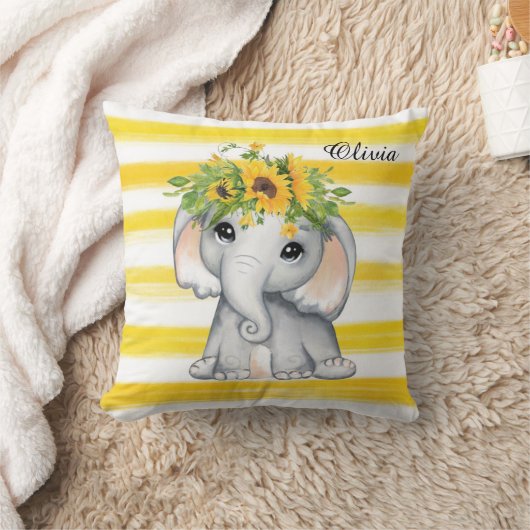 Chic SunFlower Elephant Stripes Custom Kussen (Deken)