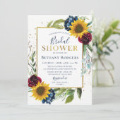 Chic Sunflower Floral Gold Glitter Vrijgezellenfee Kaart (Staand voorkant)