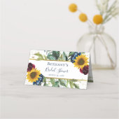 Chic Sunflower Floral Gold Glitter Vrijgezellenfee Plaatskaartje (Achterkant)