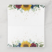 Chic Sunflower Floral Gold Glitter Vrijgezellenfee Plaatskaartje (Binnenkant ongevouwen)