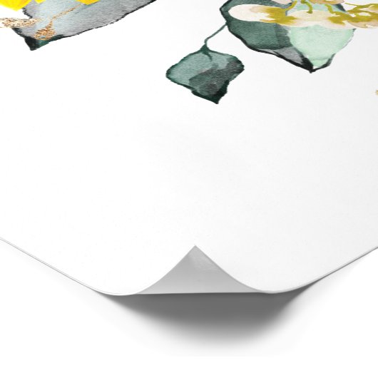 Chic Sunflower Floral Wedding Welkomstteken Poster (Hoek)